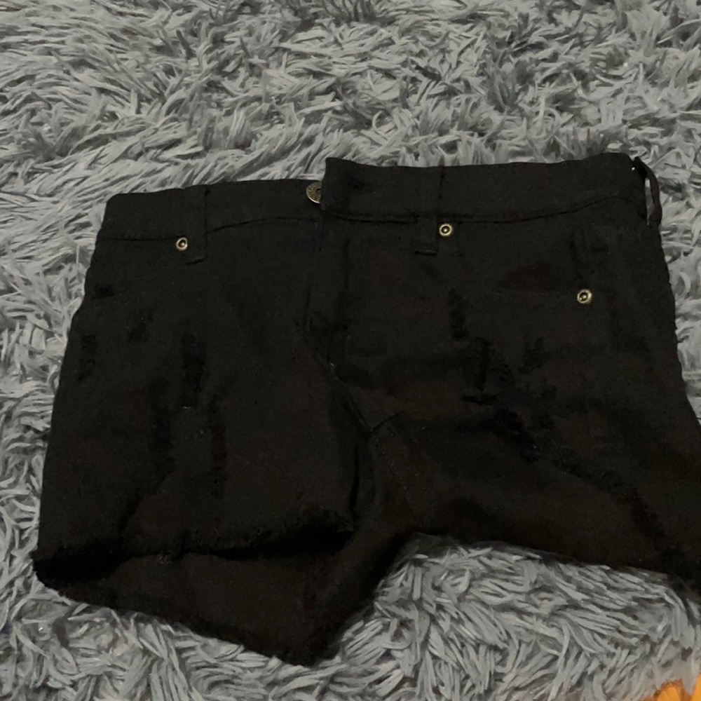 Black jeans shorts with one button